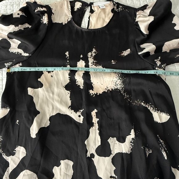 Alexis Black & Cream Abstract Print Tiered Long Sleeve Dress M - Picture 8 of 9
